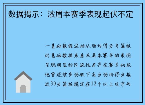 数据揭示：浓眉本赛季表现起伏不定